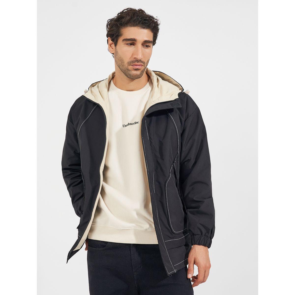 Styli Contrast Stitch Detail Hooded Lined Parka Jacket-men-clothing-jacketsandblazers-jackets-image-4