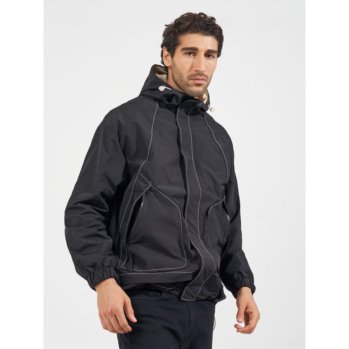 Styli Contrast Stitch Detail Hooded Lined Parka Jacket-men-clothing-jacketsandblazers-jackets-image-5