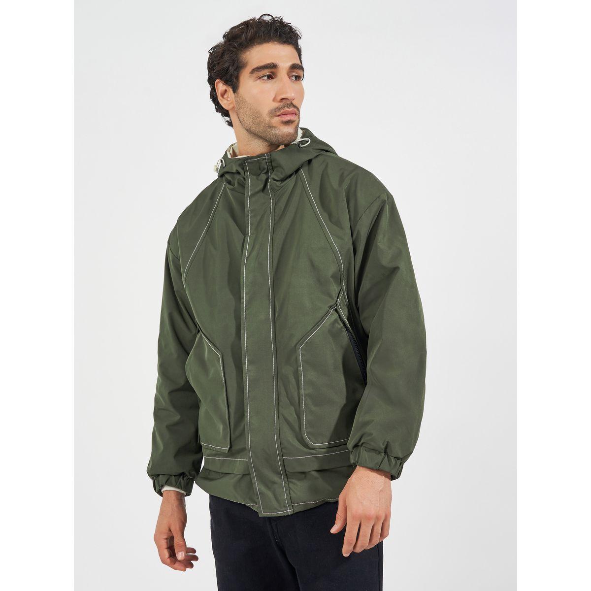 Styli Contrast Stitch Detail Hooded Lined Parka Jacket-men-clothing-jacketsandblazers-jackets-image-3