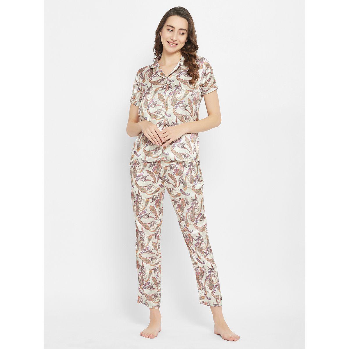 Clovia X Styli  Satin Paisley Print Buttoned Shirt & Pyjama Set-women-clothing-nightwear-pyjamas-longsets-image-2