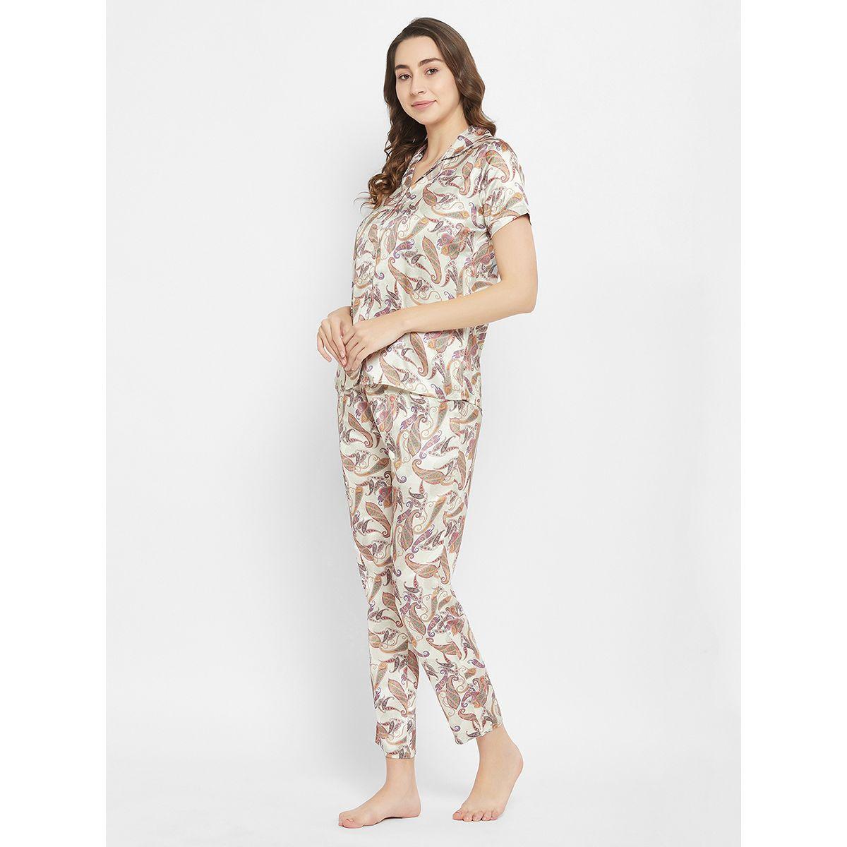 Clovia X Styli  Satin Paisley Print Buttoned Shirt & Pyjama Set-women-clothing-nightwear-pyjamas-longsets-image-3