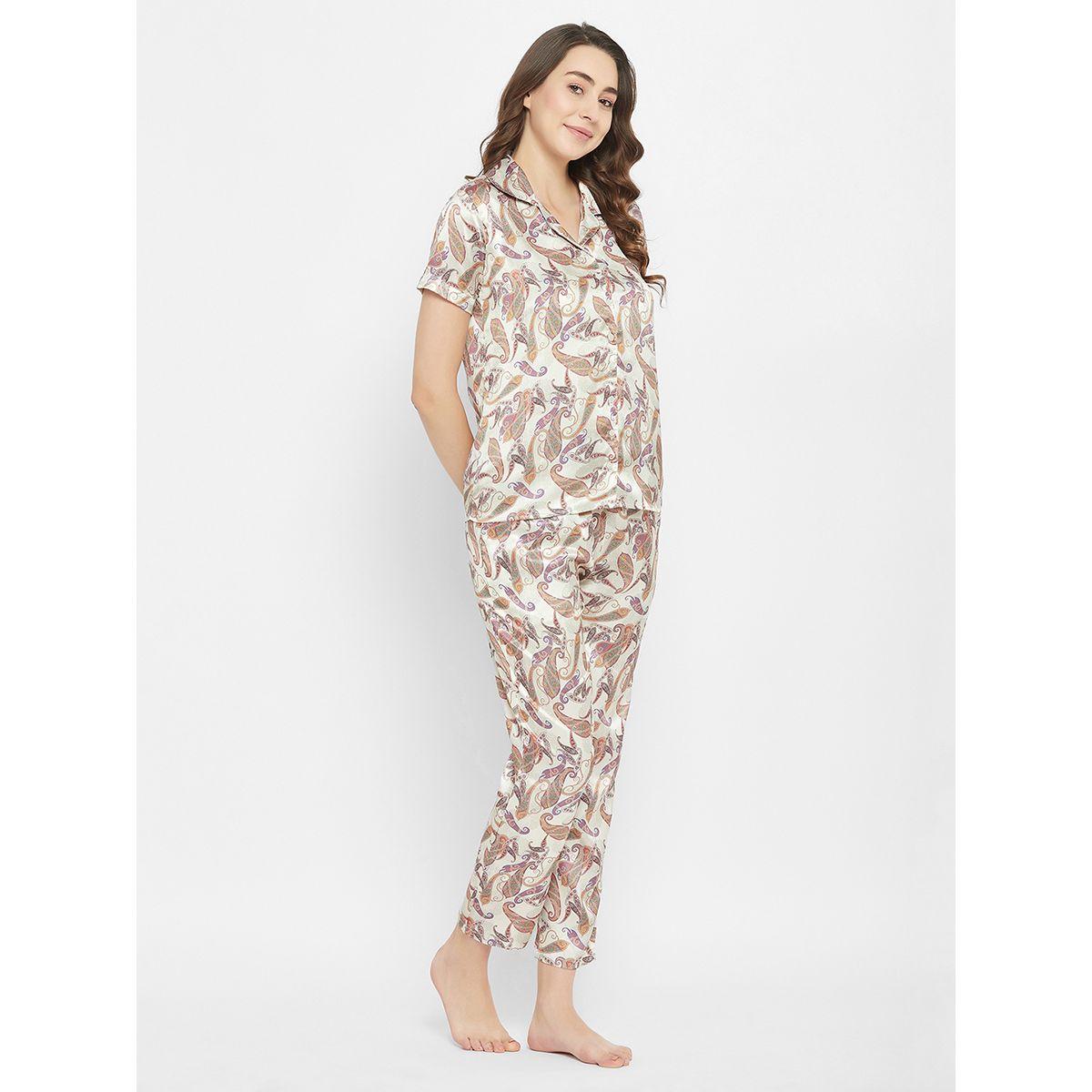 Clovia X Styli  Satin Paisley Print Buttoned Shirt & Pyjama Set-women-clothing-nightwear-pyjamas-longsets-image-4