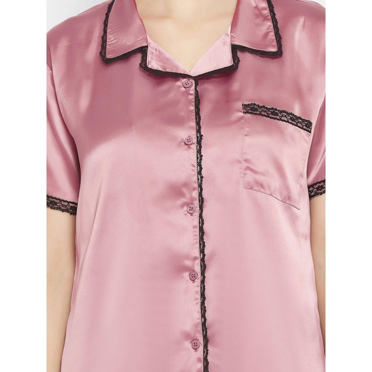 Clovia X Styli  Satin Button Down Shirt & Pyjama Set-women-clothing-nightwear-pyjamas-longsets-image-5