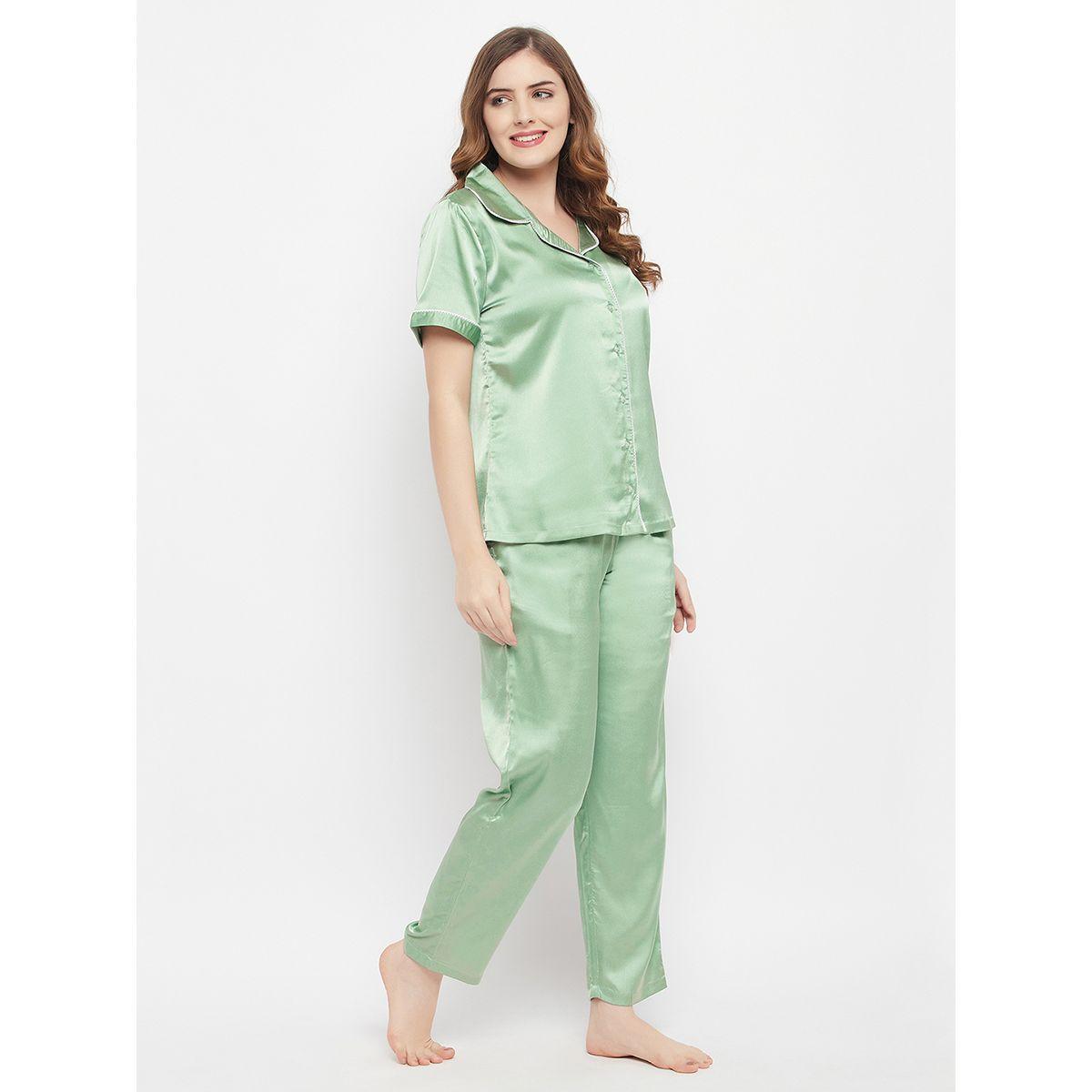 Clovia X Styli  Satin Button Down Shirt & Pyjama Set-women-clothing-nightwear-pyjamas-longsets-image-3