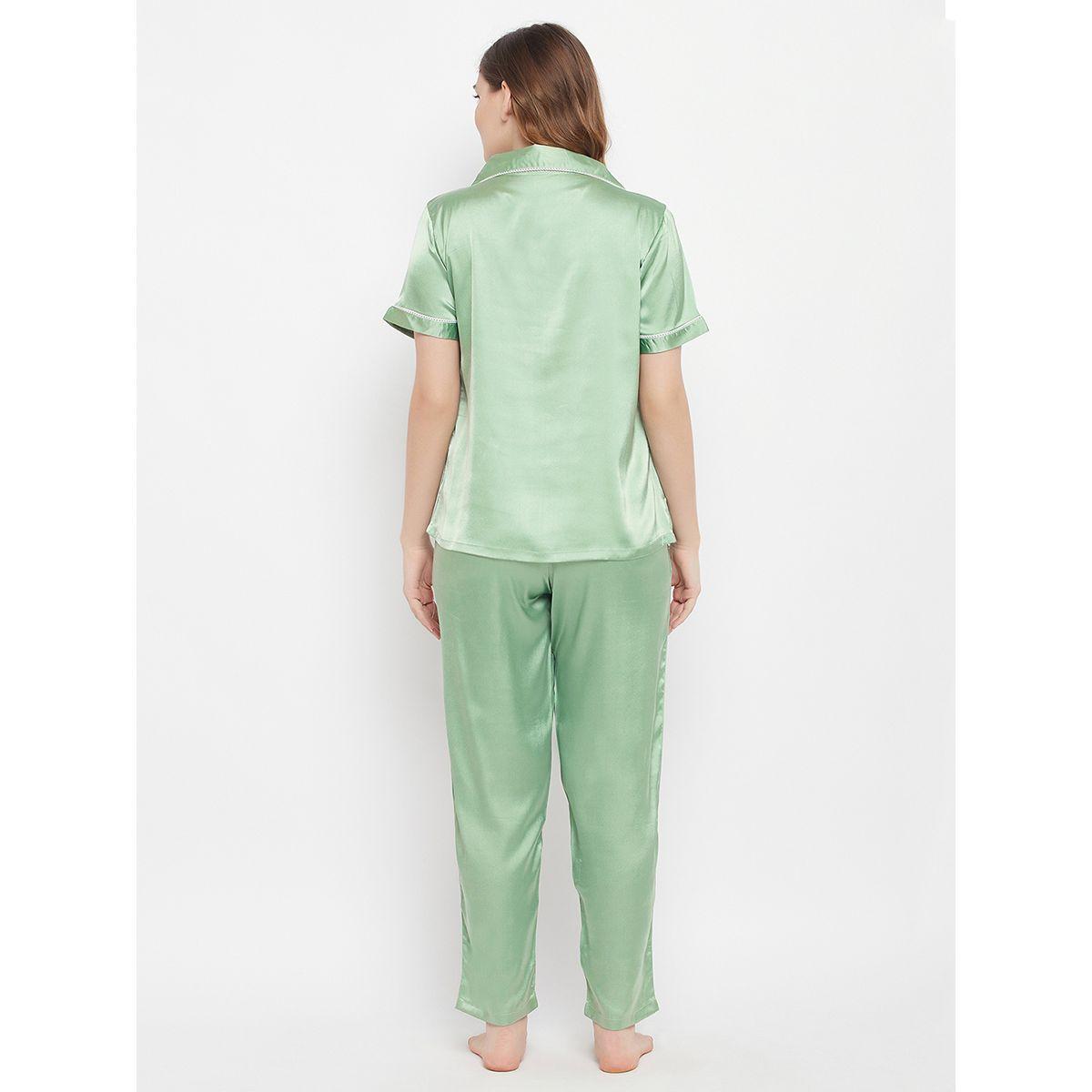 Clovia X Styli  Satin Button Down Shirt & Pyjama Set-women-clothing-nightwear-pyjamas-longsets-image-4