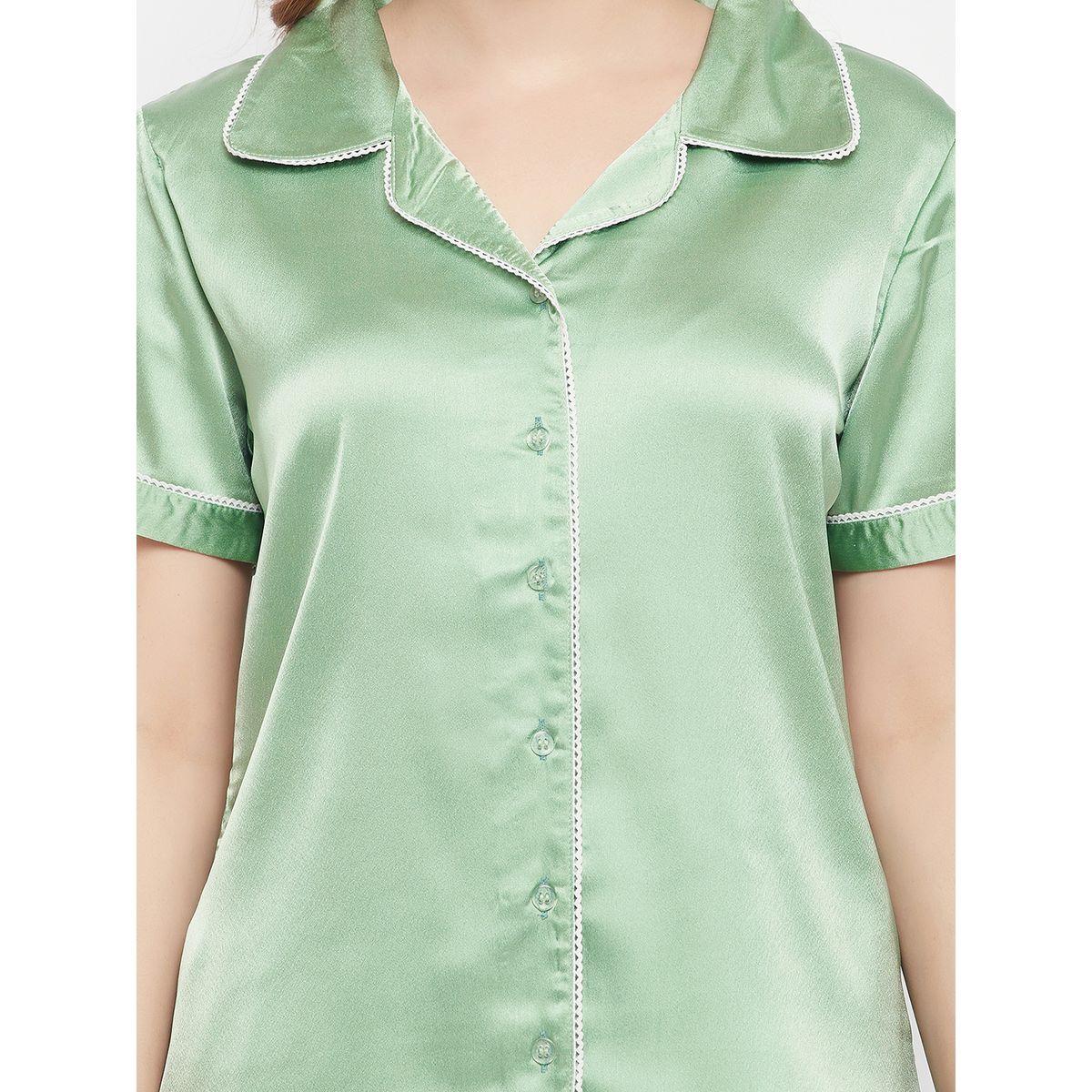 Clovia X Styli  Satin Button Down Shirt & Pyjama Set-women-clothing-nightwear-pyjamas-longsets-image-5