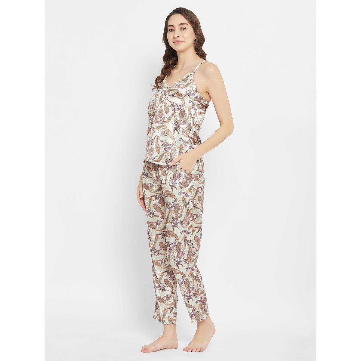 Clovia X Styli  Satin Paisley Print Cami & Pyjama Set-women-clothing-nightwear-pyjamas-longsets-image-2