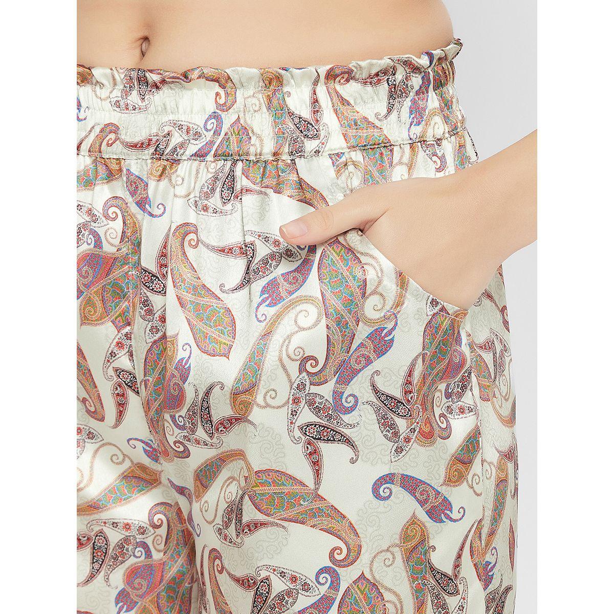 طقم من بنطال بيجاما مع بلوزة كامي ساتان بطبعة بيزلي كلوفيا × ستايلي-women-clothing-nightwear-pyjamas-longsets-image-6