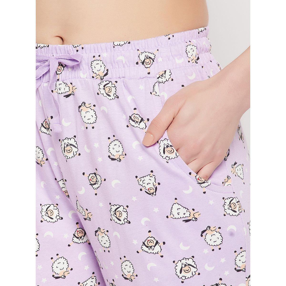 طقم من بنطال بيجاما مع بلوزة قطن بازرار غلق كلوفيا × ستايلي-women-clothing-nightwear-pyjamas-longsets-image-6
