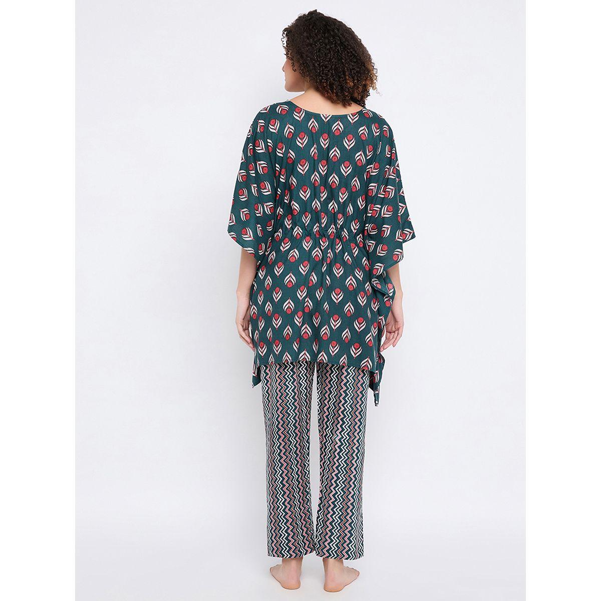 Clovia X Styli  Floral Print Kaftan Top & Pyjama Set-women-clothing-nightwear-pyjamas-longsets-image-6