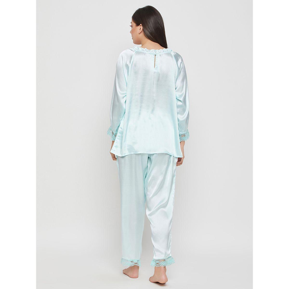Clovia X Styli  Satin Lace Detail Top & Pyjama Set-women-clothing-nightwear-pyjamas-longsets-image-4