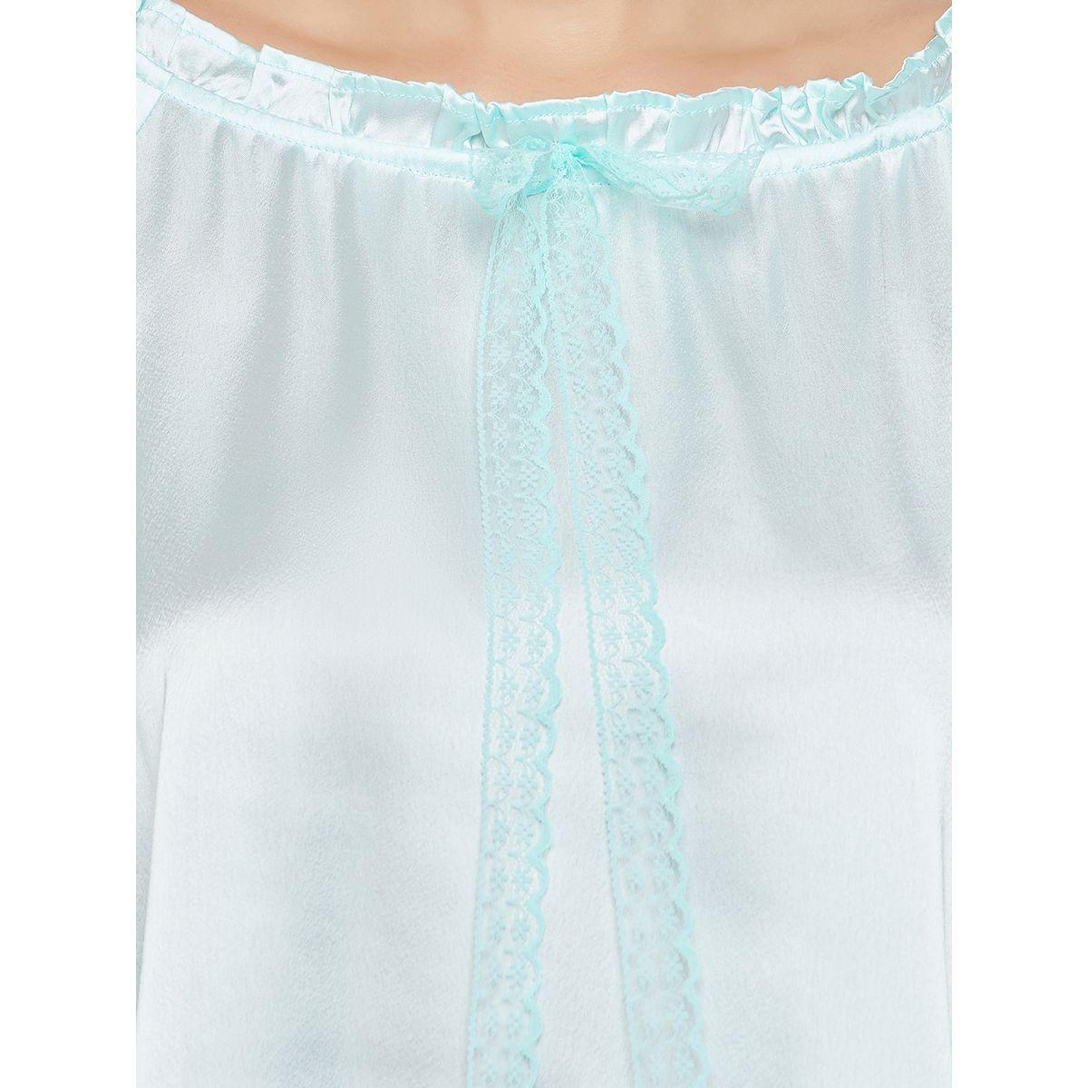 طقم من بنطال بيجاما مع بلوزة ساتان بتفاصيل دانتيل كلوفيا × ستايلي-women-clothing-nightwear-pyjamas-longsets-image-5