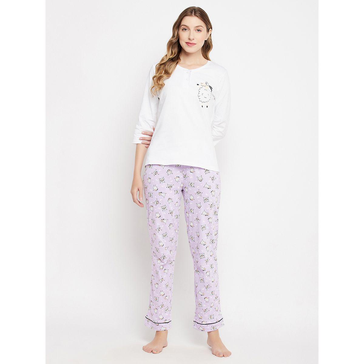 Clovia X Styli  Cotton Sheep Print Top & Pyjama Set-women-clothing-nightwear-pyjamas-longsets-image-1