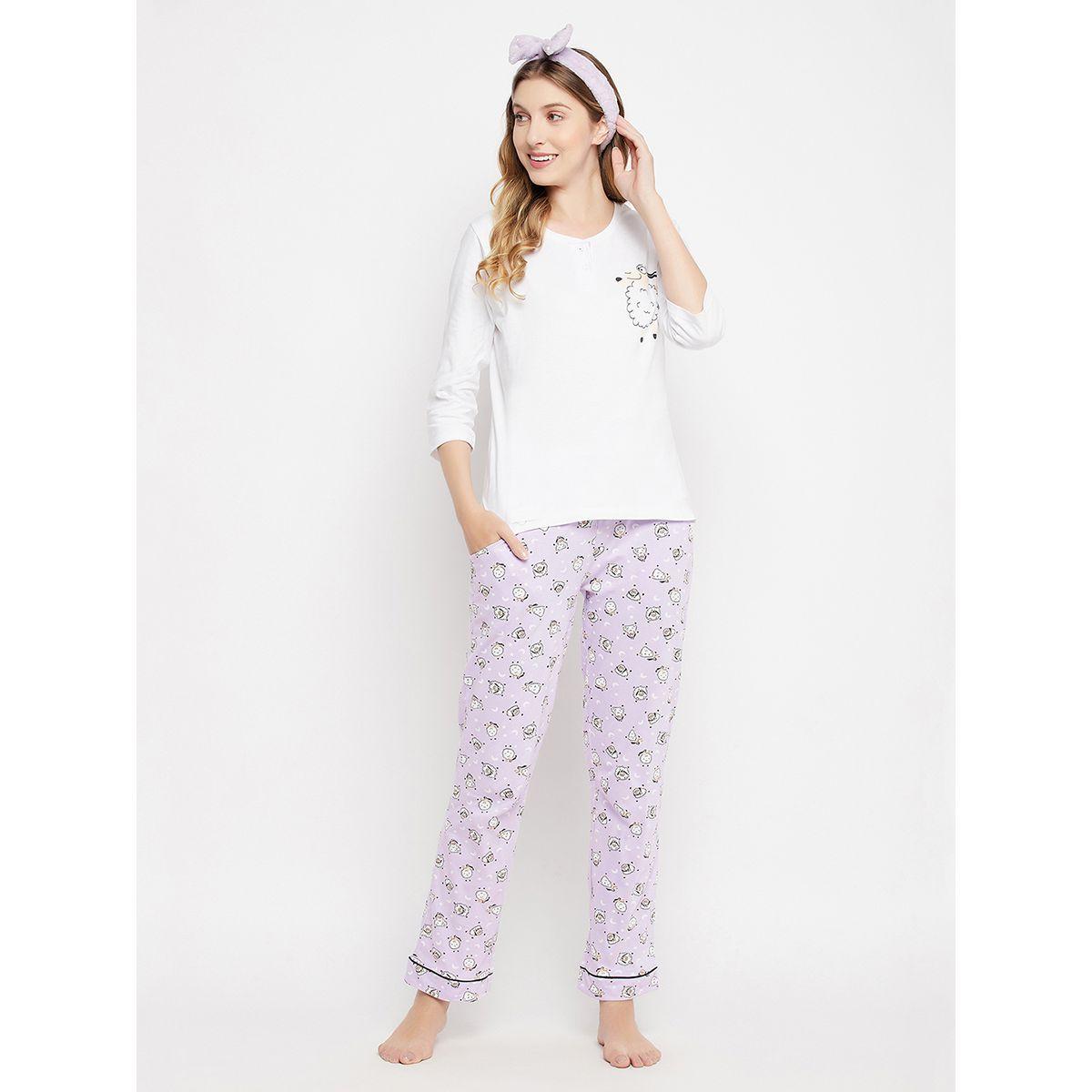 Clovia X Styli  Cotton Sheep Print Top & Pyjama Set-women-clothing-nightwear-pyjamas-longsets-image-2