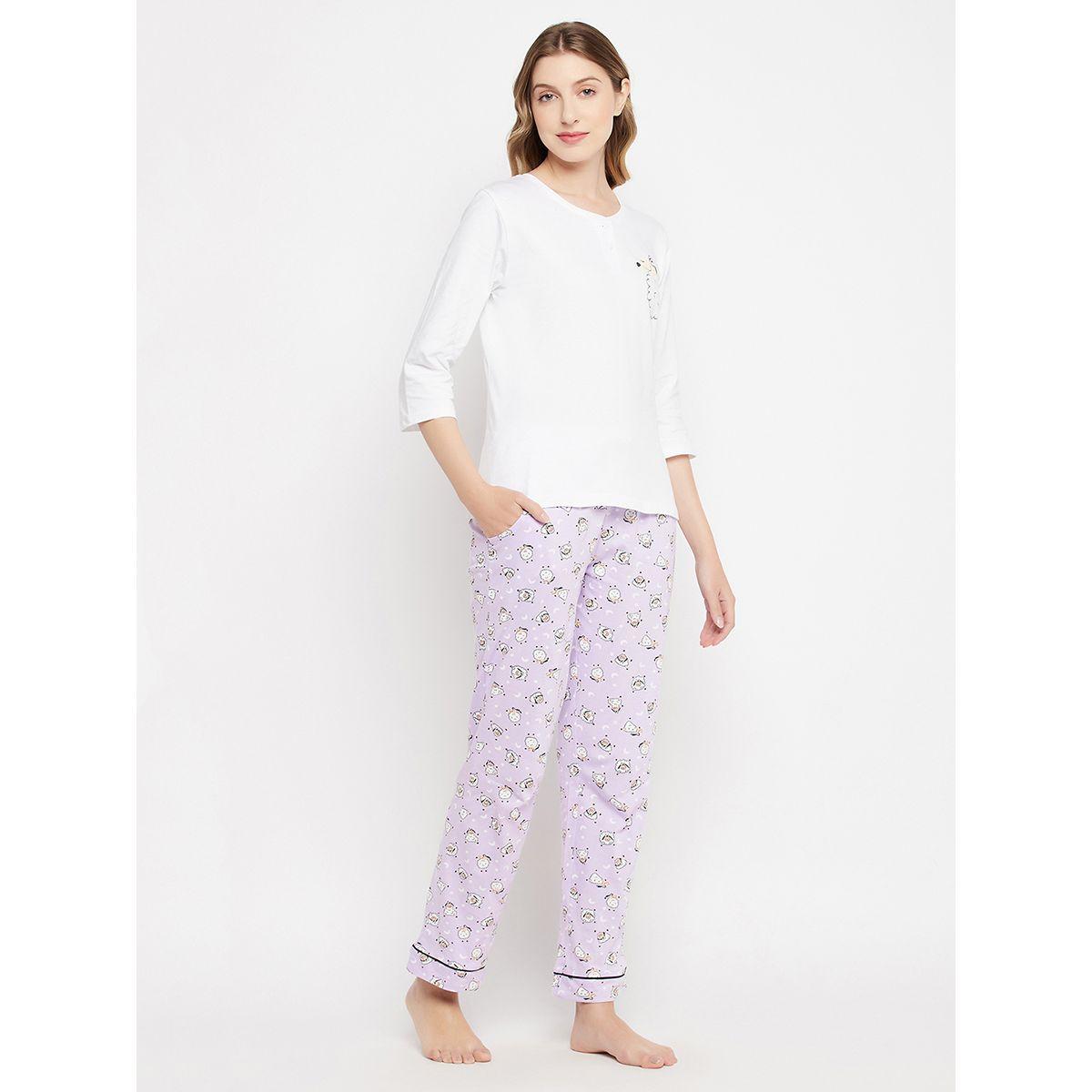 Clovia X Styli  Cotton Sheep Print Top & Pyjama Set-women-clothing-nightwear-pyjamas-longsets-image-4