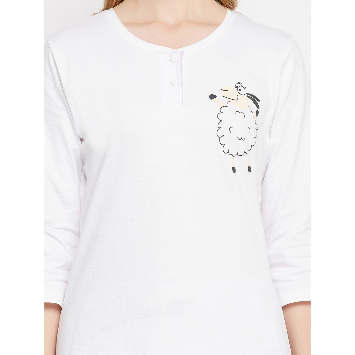 Clovia X Styli  Cotton Sheep Print Top & Pyjama Set-women-clothing-nightwear-pyjamas-longsets-image-6