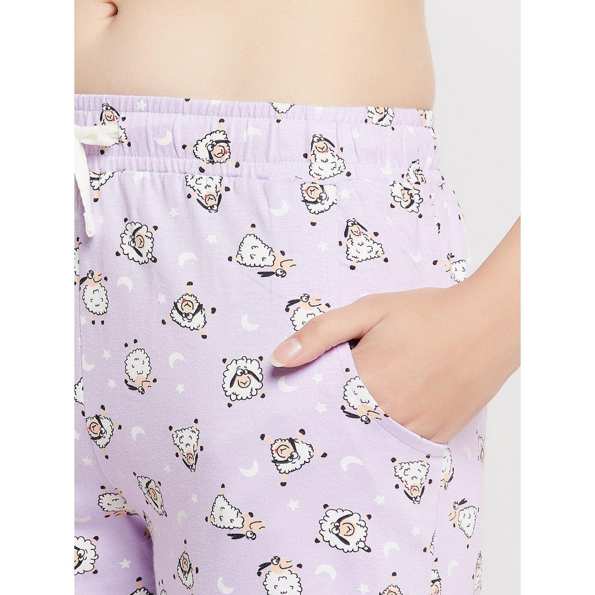طقم من بنطال بيجاما مع بلوزة قطن بطبعة خروف كلوفيا × ستايلي-women-clothing-nightwear-pyjamas-longsets-image-7