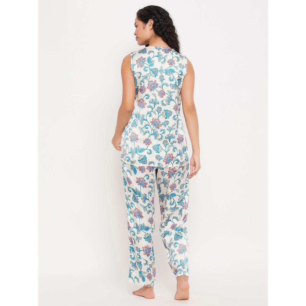 Clovia X Styli  Satin Floral Print Angrakha Top & Pyjama Set-women-clothing-nightwear-pyjamas-longsets-image-5