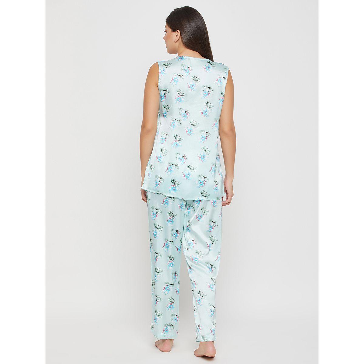 Clovia X Styli  Satin Floral Print Angrakha Top & Pyjama Set-women-clothing-nightwear-pyjamas-longsets-image-4
