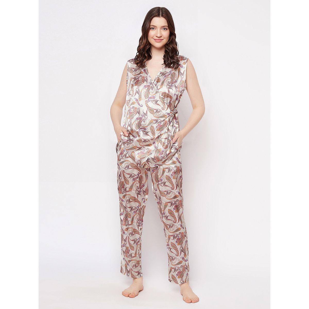 Clovia X Styli  Satin Paisley Print Angrakha Top & Pyjama Set-women-clothing-nightwear-pyjamas-longsets-image-1