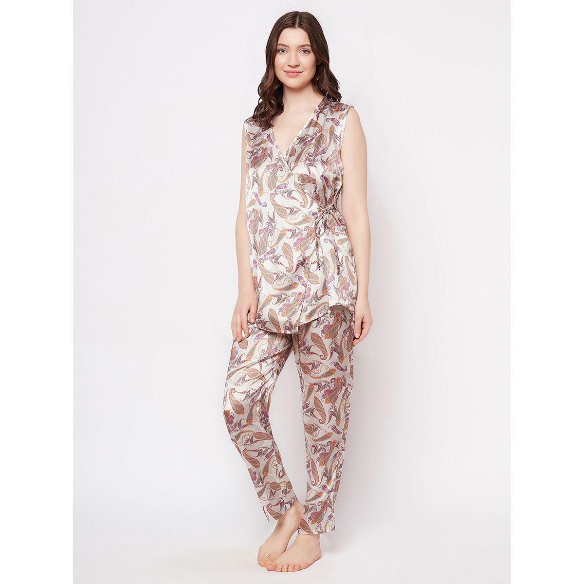 Clovia X Styli  Satin Paisley Print Angrakha Top & Pyjama Set-women-clothing-nightwear-pyjamas-longsets-image-2