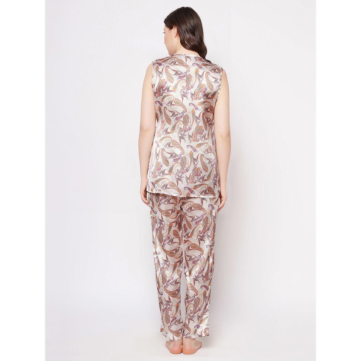 طقم من بنطال بيجاما مع بلوزة ساتان بطبعة بيزلي كلوفيا × ستايلي-women-clothing-nightwear-pyjamas-longsets-image-4