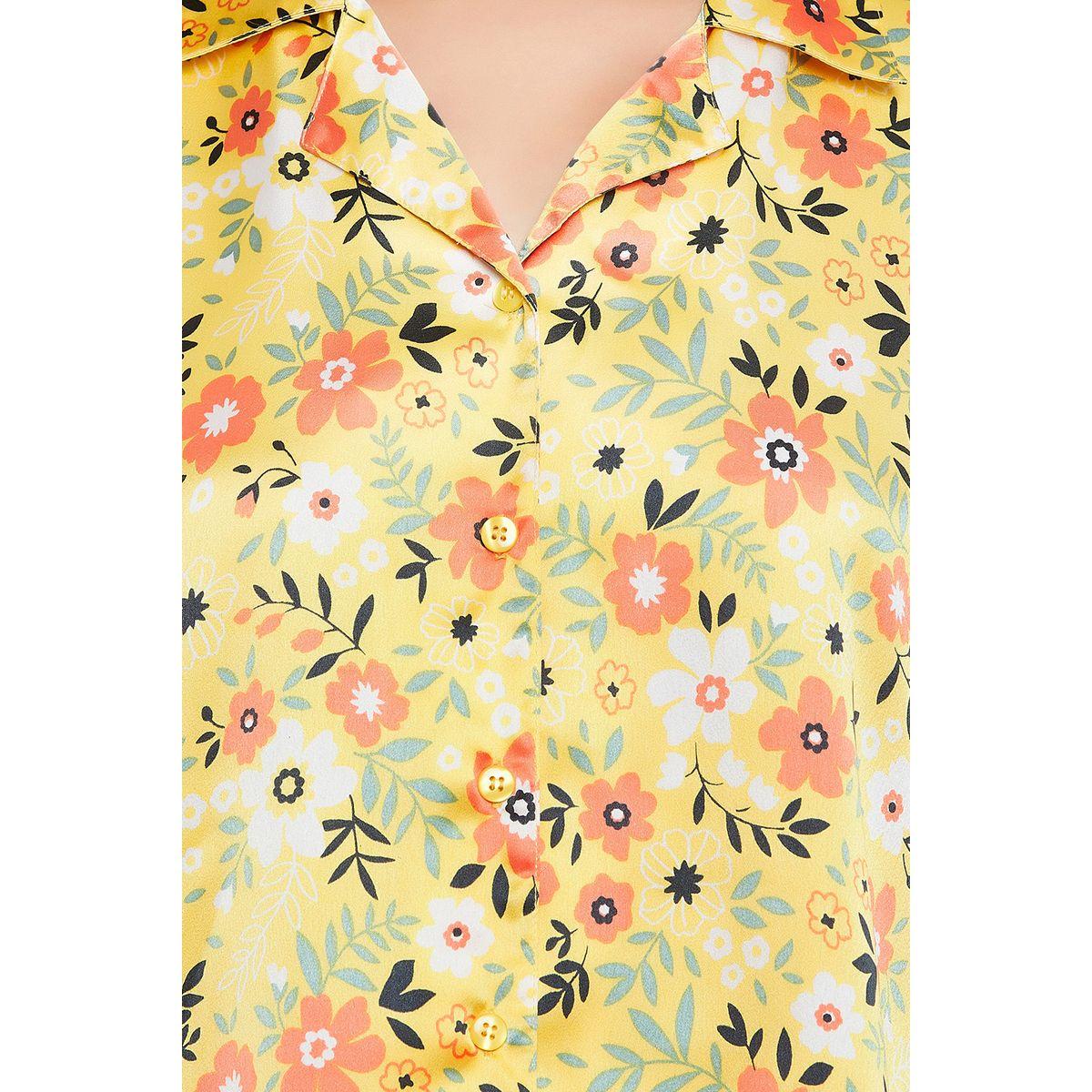 طقم من بنطال بيجاما مع بلوزة ساتان بطبعة زهور كلوفيا × ستايلي-women-clothing-nightwear-pyjamas-longsets-image-4