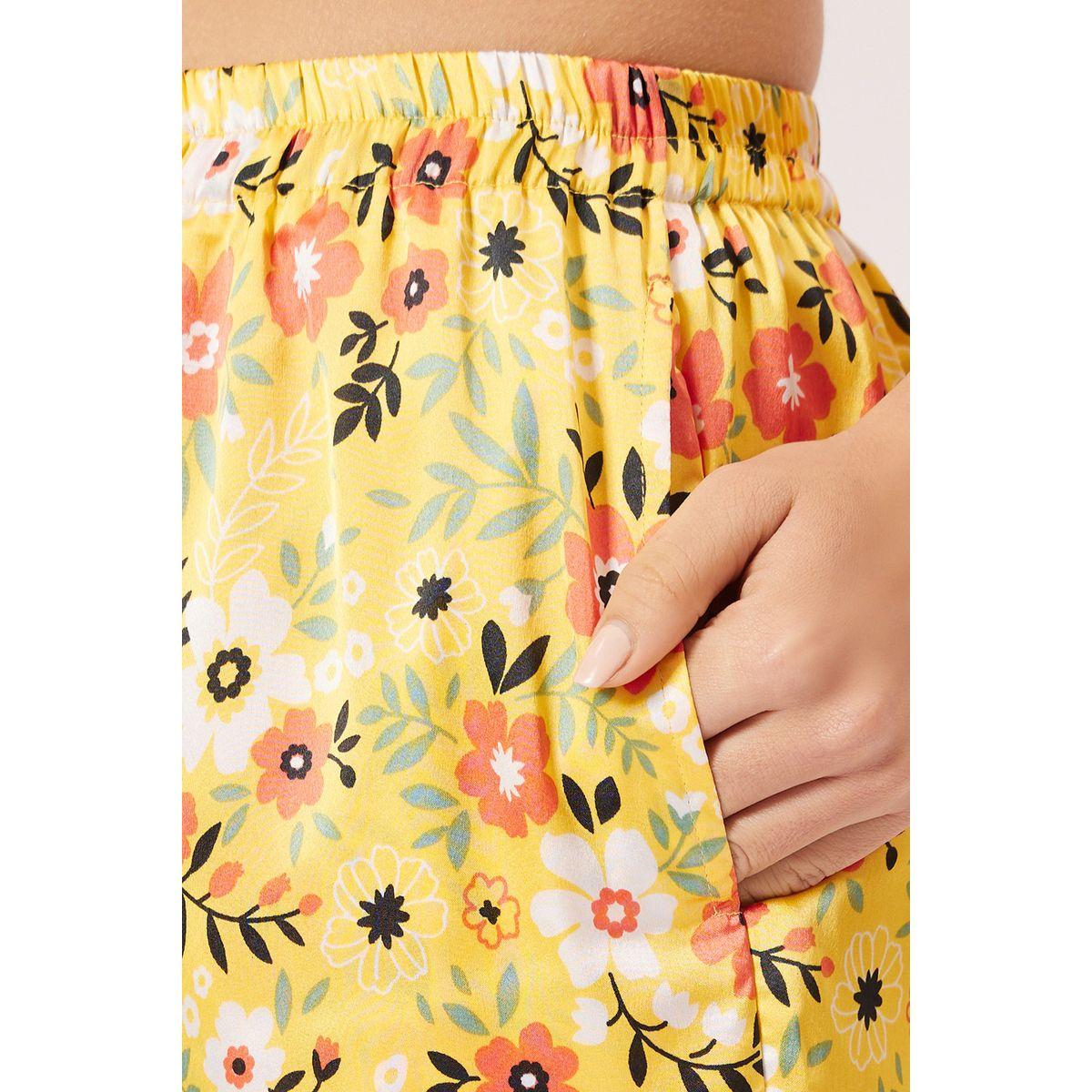 طقم من بنطال بيجاما مع بلوزة ساتان بطبعة زهور كلوفيا × ستايلي-women-clothing-nightwear-pyjamas-longsets-image-5
