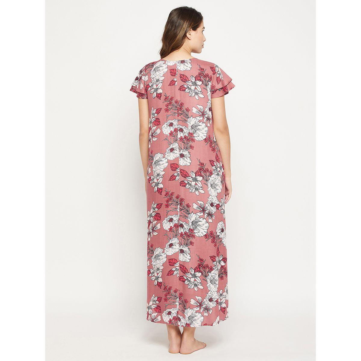 Clovia X Styli  Florals Print Layered Sleeves Nightdress-women-clothing-nightwear-nighties-image-6