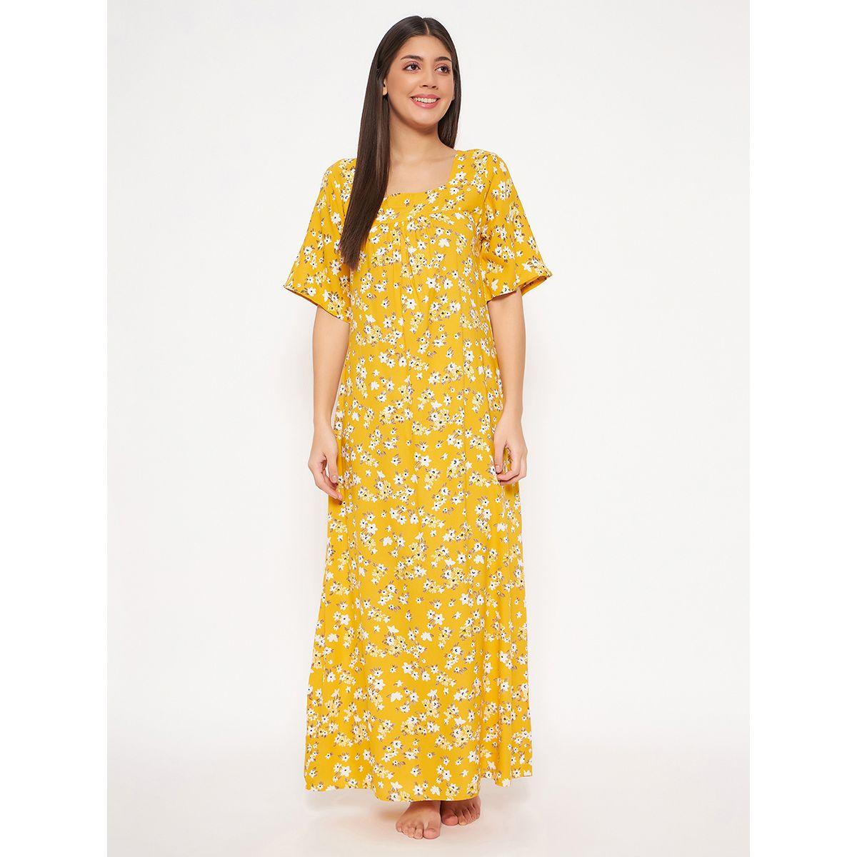 Clovia X Styli  Square Neck Floral Print Nightdress-women-clothing-nightwear-nighties-image-1