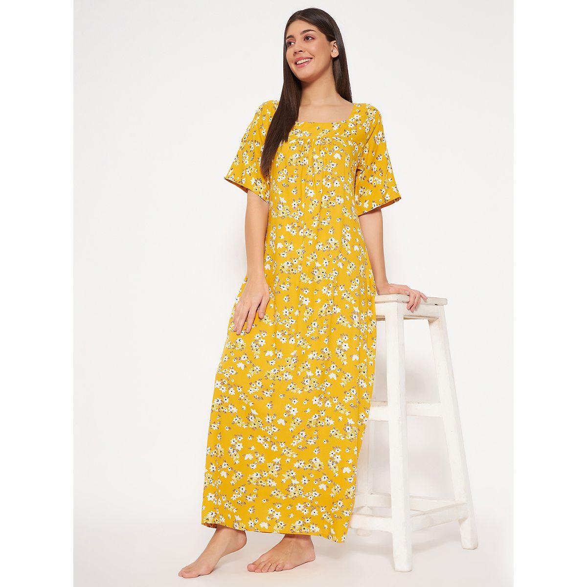 قميص نوم مطبع بزهور مع ياقة واسعة كلوفيا × ستايلي-women-clothing-nightwear-nighties-image-2