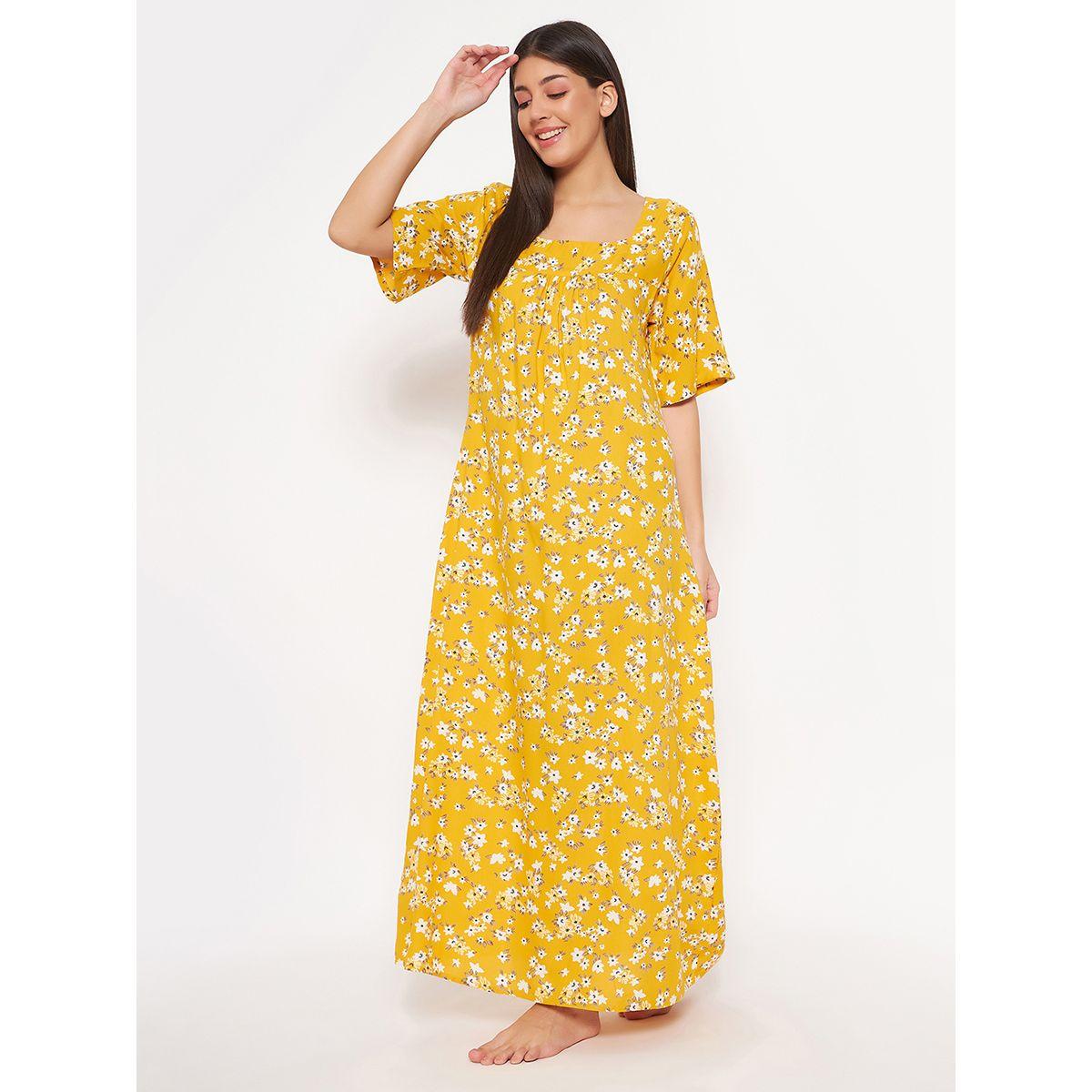 قميص نوم مطبع بزهور مع ياقة واسعة كلوفيا × ستايلي-women-clothing-nightwear-nighties-image-3