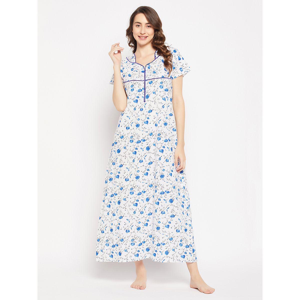 Clovia X Styli  Cotton Piping Detail Floral Nightdress-women-clothing-nightwear-nighties-image-2