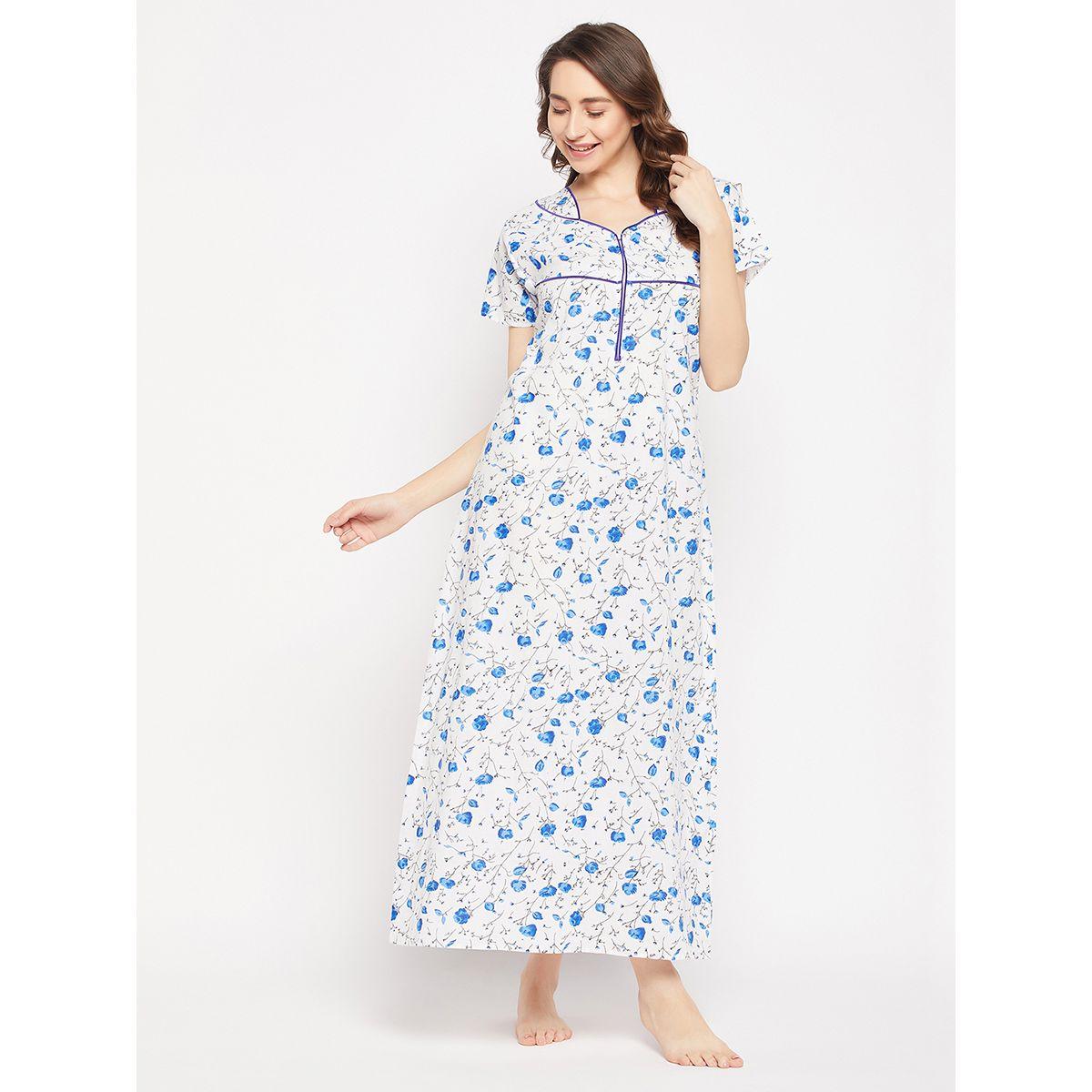 Clovia X Styli  Cotton Piping Detail Floral Nightdress-women-clothing-nightwear-nighties-image-3