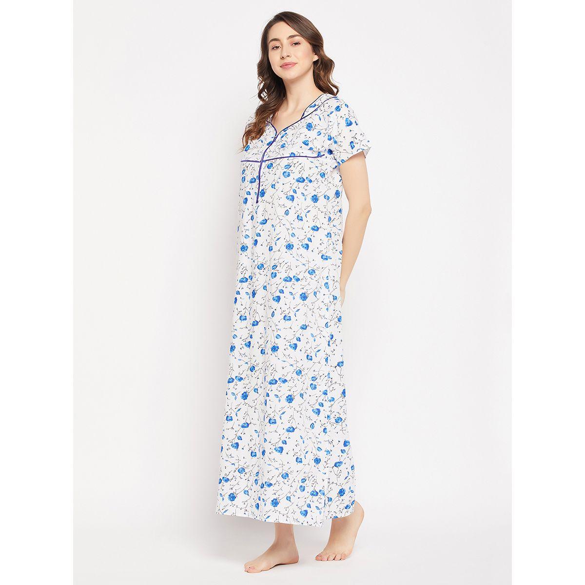 Clovia X Styli  Cotton Piping Detail Floral Nightdress-women-clothing-nightwear-nighties-image-4