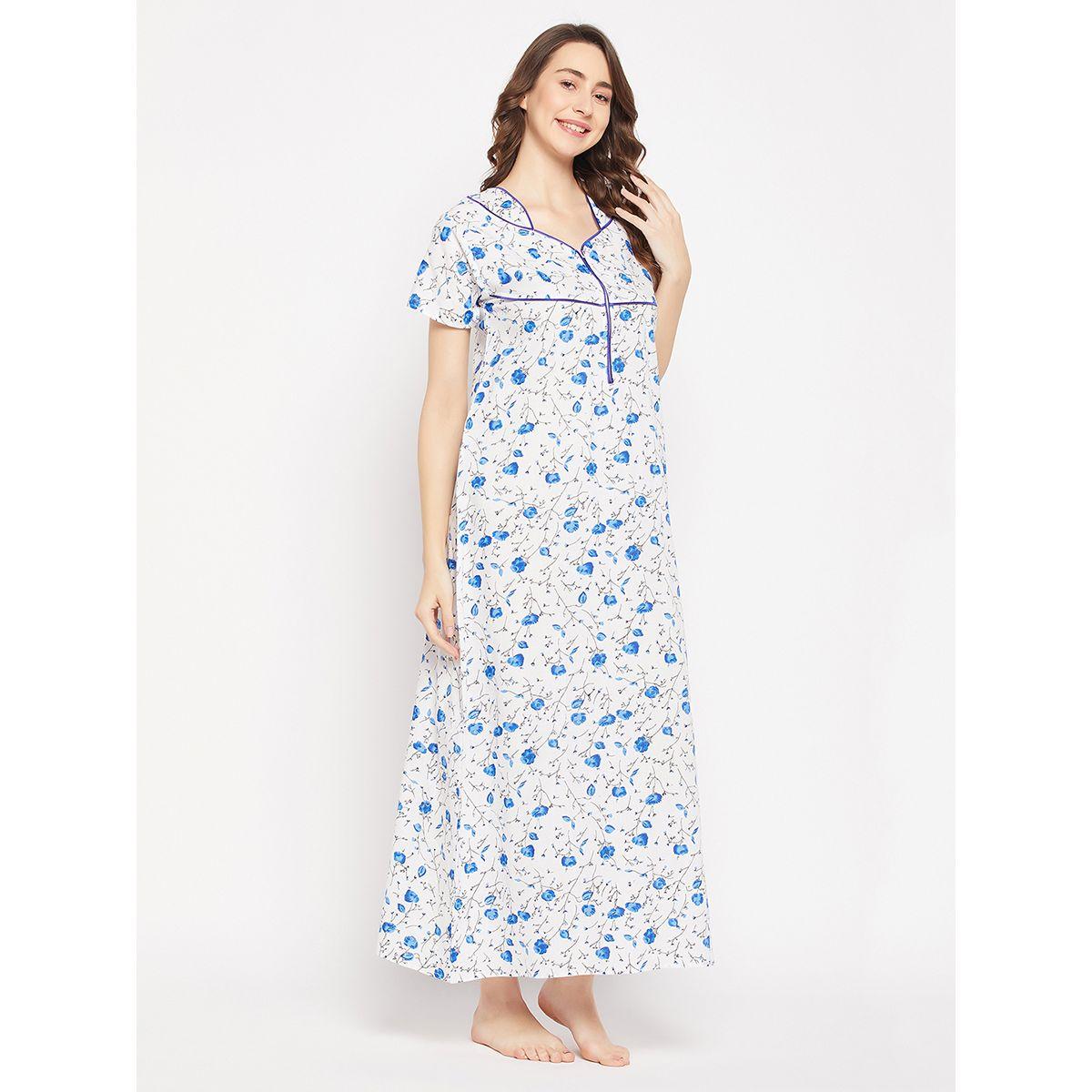Clovia X Styli  Cotton Piping Detail Floral Nightdress-women-clothing-nightwear-nighties-image-5