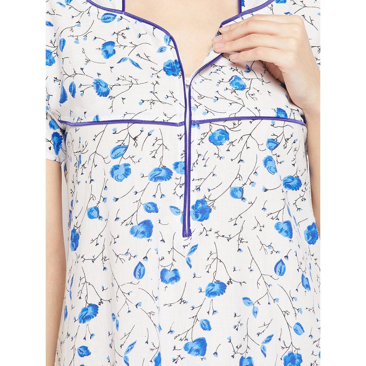 Clovia X Styli  Cotton Piping Detail Floral Nightdress-women-clothing-nightwear-nighties-image-8