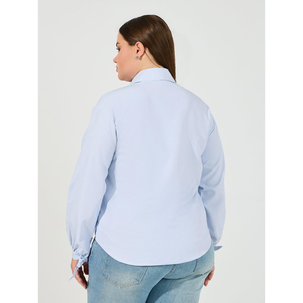 بلوزة بمقاس كبير وقصة مريحة وأكمام بأربطة-women-clothing-shirtsandblouses-shirts-image-5