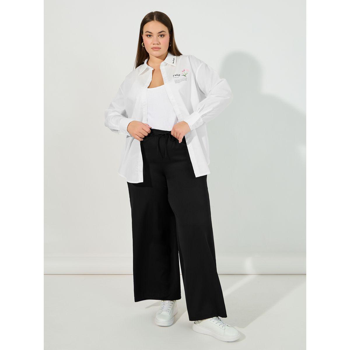 Styli Plus Size Oversized Shirt with Embroidered Collar Detail-women-clothing-shirtsandblouses-shirts-image-2