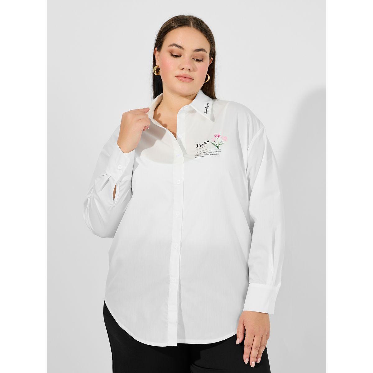 Styli Plus Size Oversized Shirt with Embroidered Collar Detail-women-clothing-shirtsandblouses-shirts-image-4