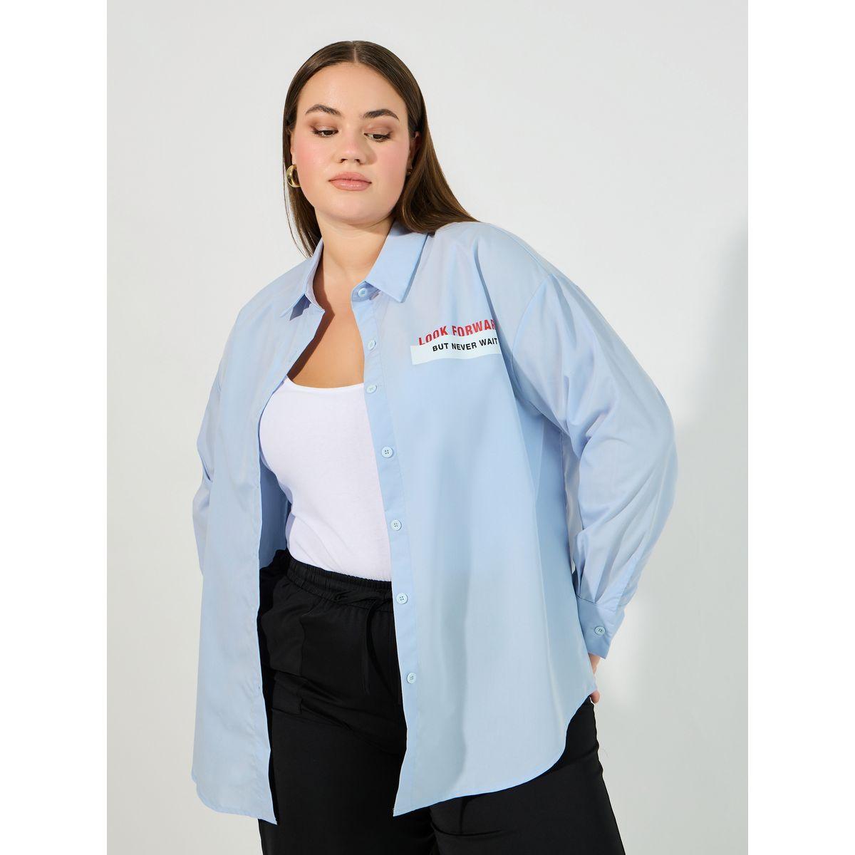 بلوزة فضفاضة بمقاس كبير وطبعة كتابة-women-clothing-shirtsandblouses-shirts-image-5