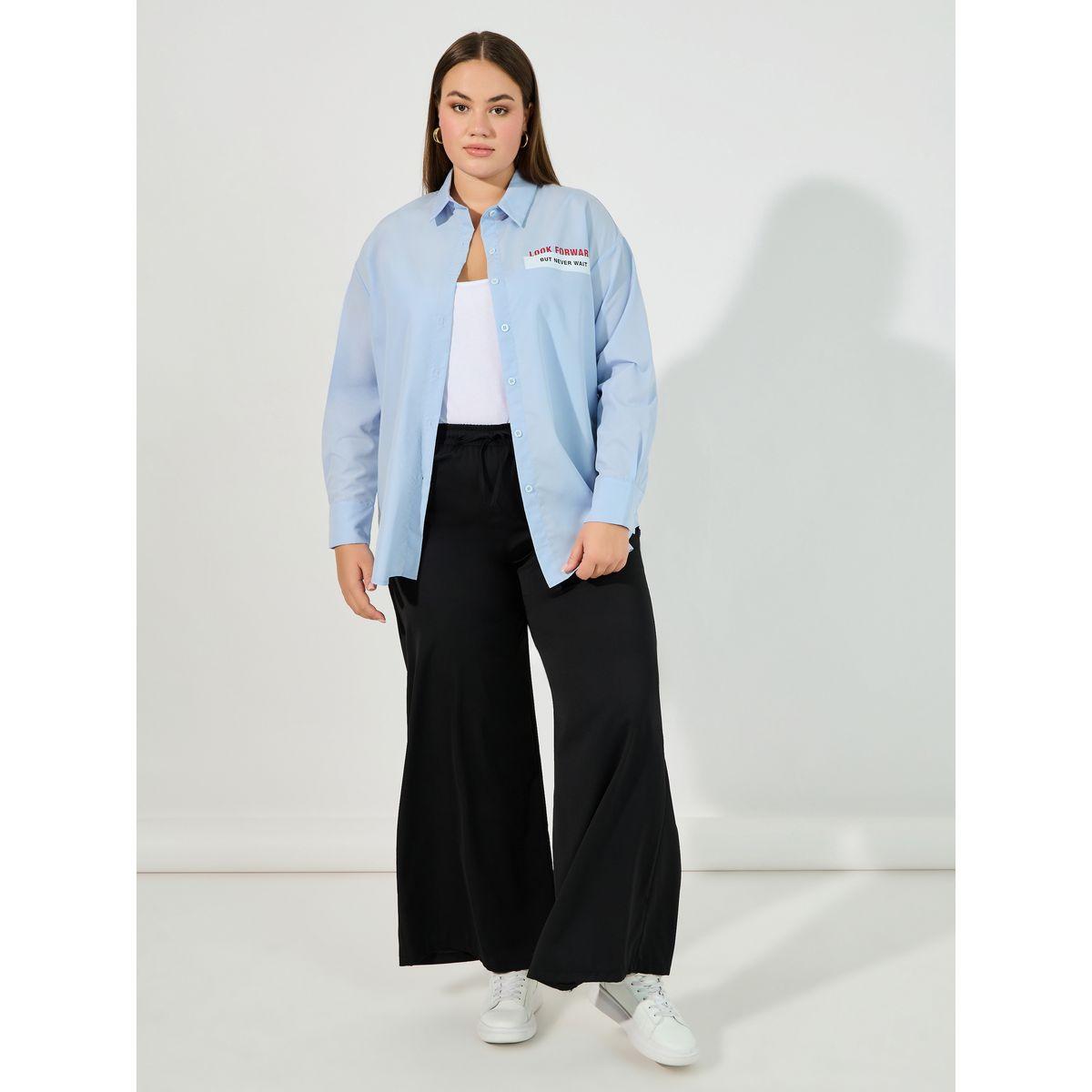 بلوزة فضفاضة بمقاس كبير وطبعة كتابة-women-clothing-shirtsandblouses-shirts-image-4