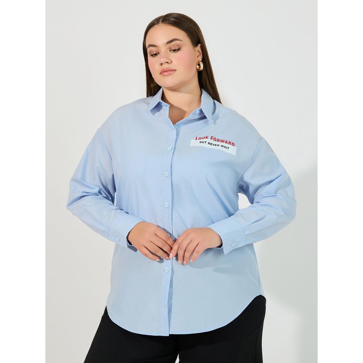 Styli Plus Size Slogan Print Oversized Shirt-women-clothing-shirtsandblouses-shirts-image-5