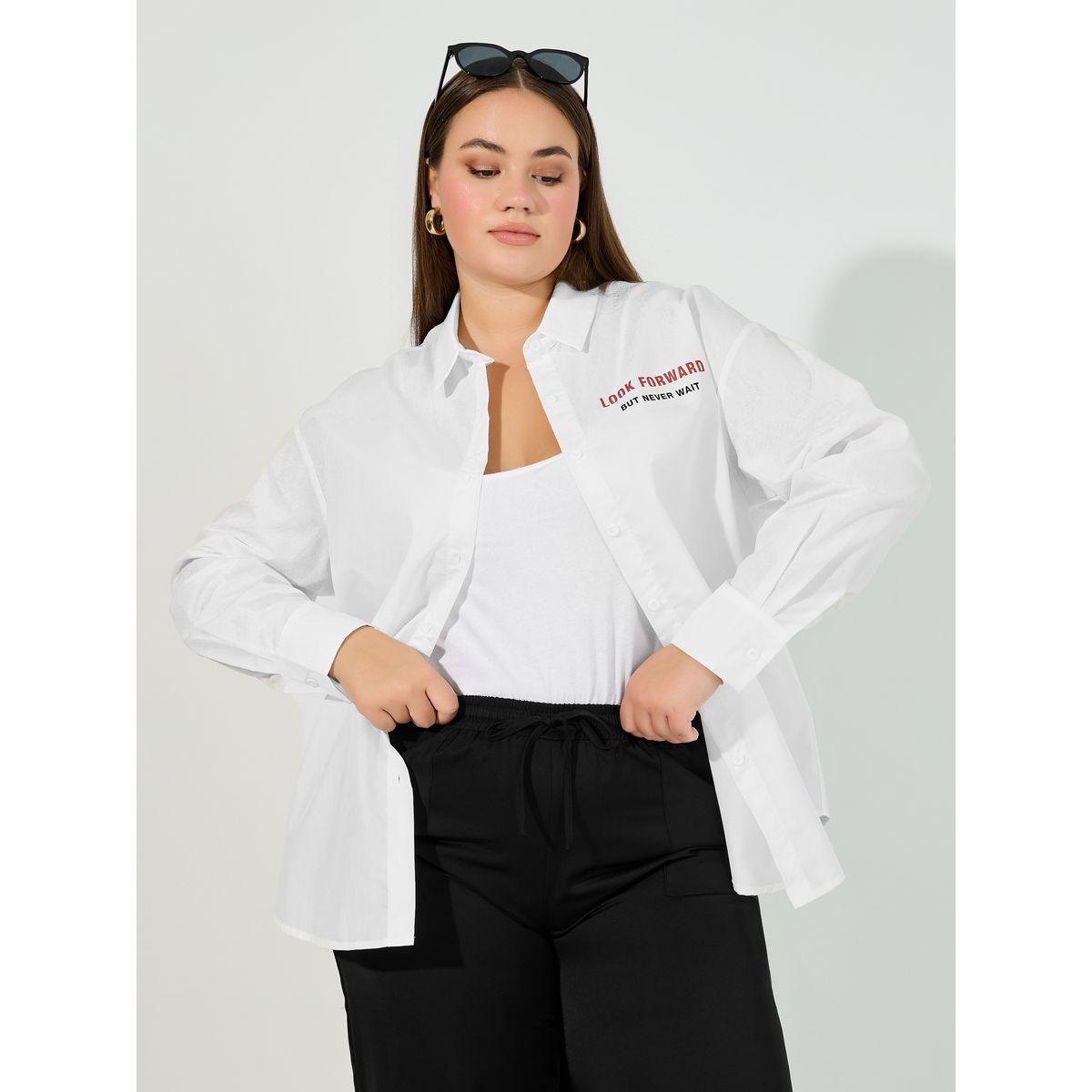 بلوزة فضفاضة بمقاس كبير وطبعة كتابة-women-clothing-shirtsandblouses-shirts-image-1
