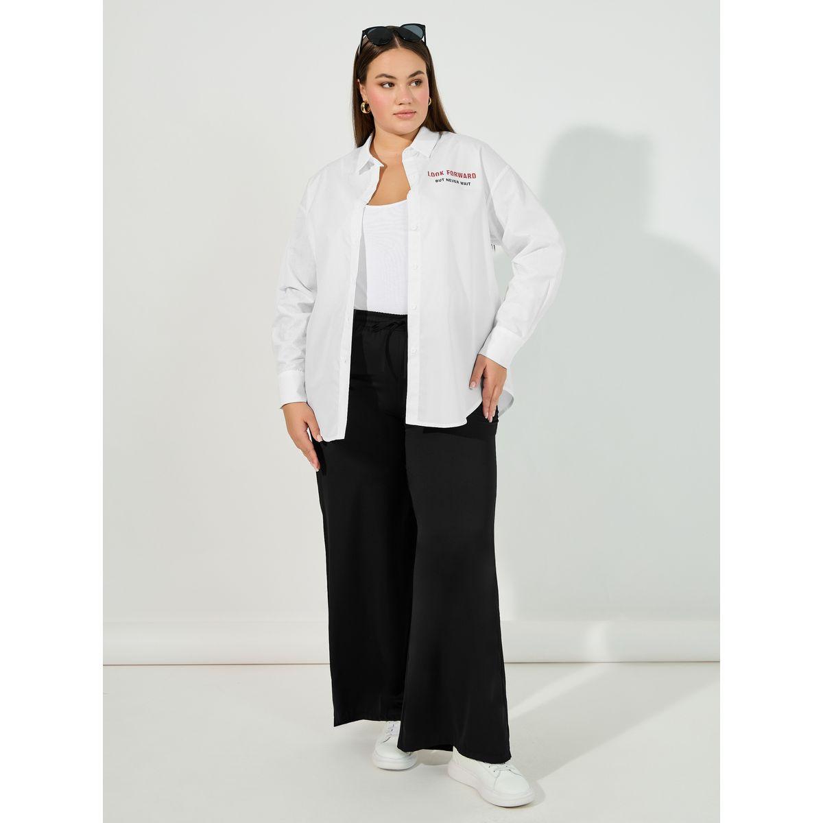 بلوزة فضفاضة بمقاس كبير وطبعة كتابة-women-clothing-shirtsandblouses-shirts-image-2