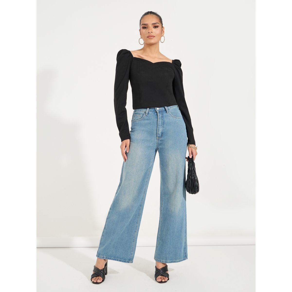 Styli Sweetheart Neck Fitted Blouse with Puff Sleeves-women-clothing-shirtsandblouses-blouses-image-2