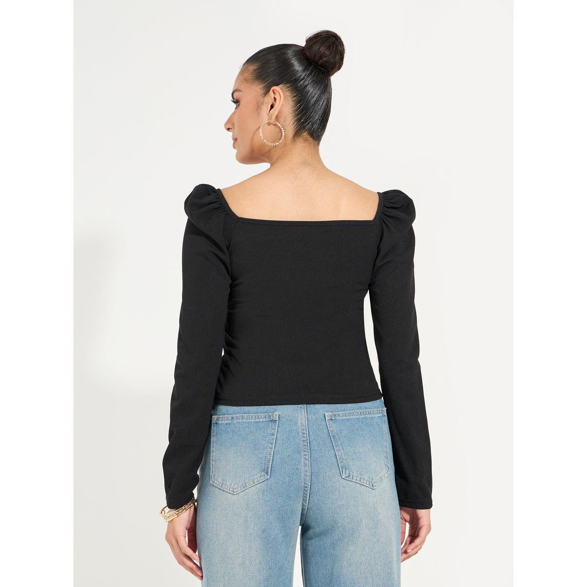 بلوزة بياقة قلب وأكمام منفوخة-women-clothing-shirtsandblouses-blouses-image-4
