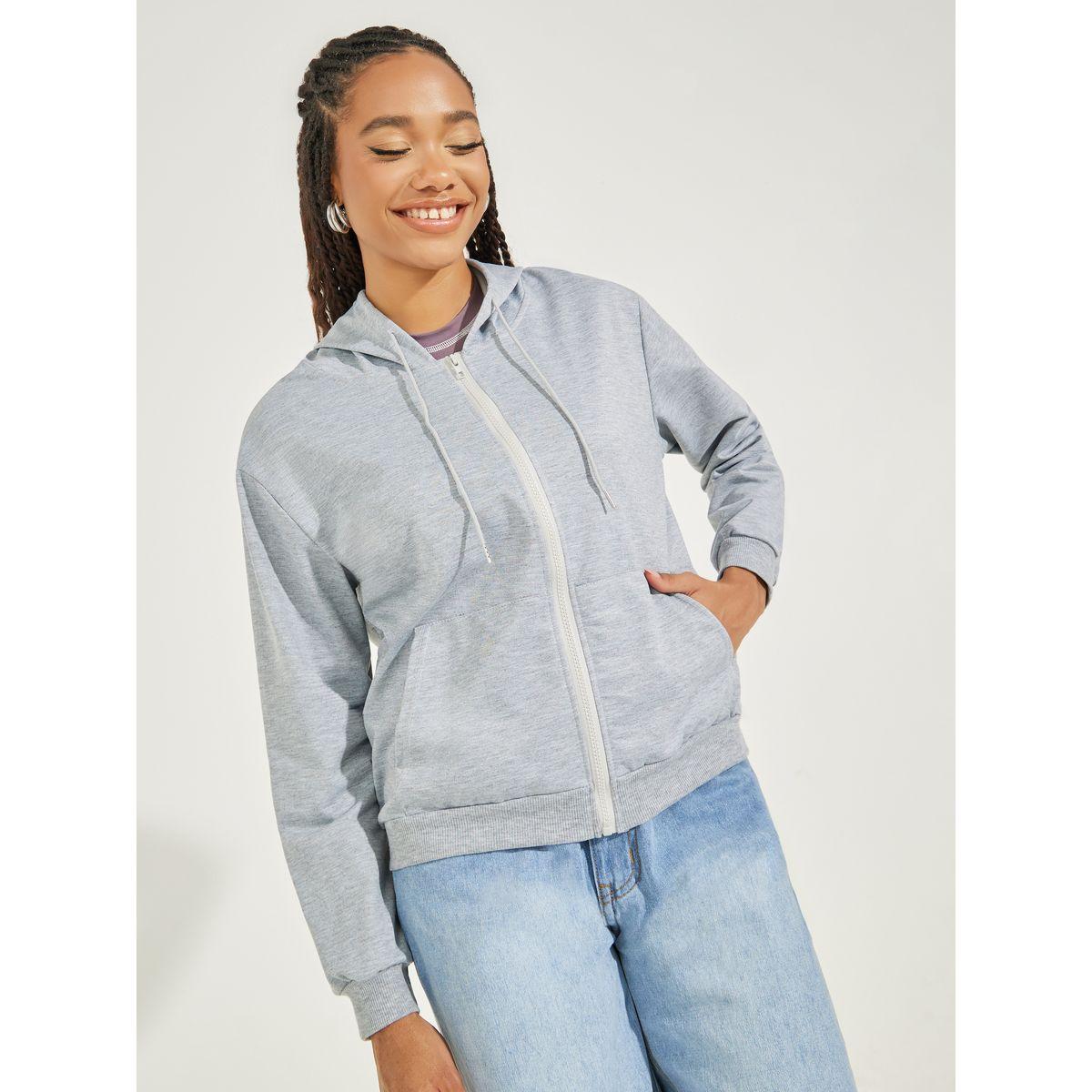 Styli Solid Basic Zipper Up Hooded Jacket-women-winterwear-coatsandjackets-jackets-image-1