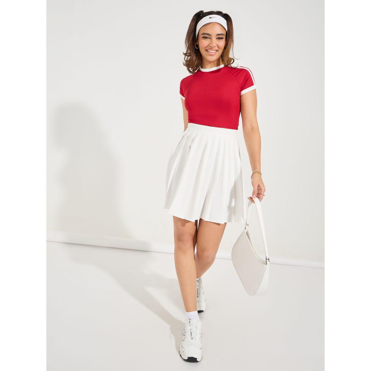Styli Fitted Striped Panel Contrast Trim T-Shirt-women-clothing-tshirts-image-3