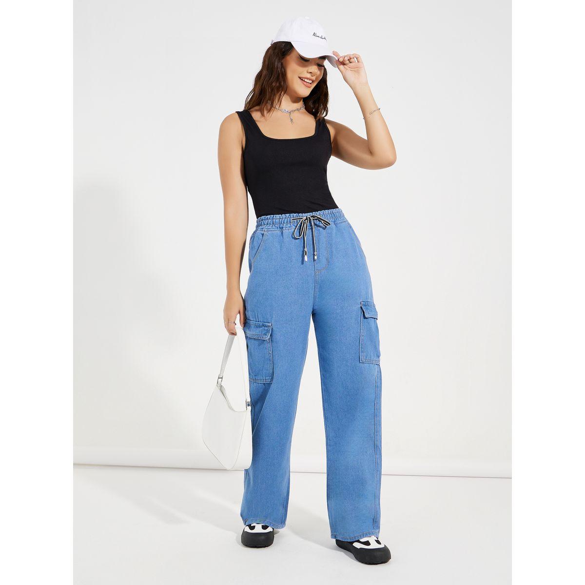 جينز بقصة ارجل مستقيمة وخصر مطاطي-women-clothing-bottoms-jeans-image-1